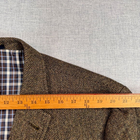 Jos A Bank 1905 Wool Tweed Sport Coat Blazer Men 48R Brown Elbow Patch Academia